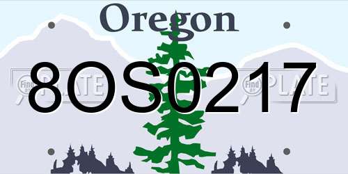 8OS0217 Oregon License Plate