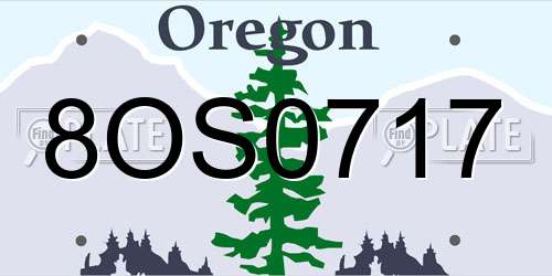 8OS0717 Oregon License Plate