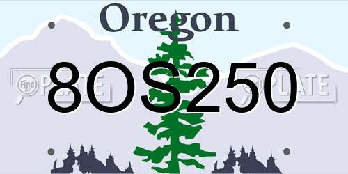 8OS250 Oregon License Plate