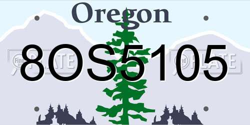 8OS5105 Oregon License Plate