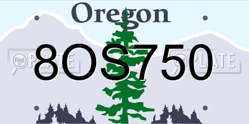 8OS750 Oregon License Plate