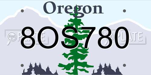 8OS780 Oregon License Plate