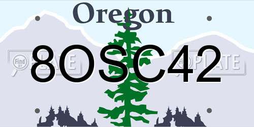 8OSC42 Oregon License Plate