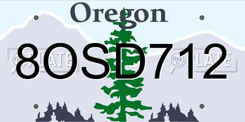 8OSD712 Oregon License Plate