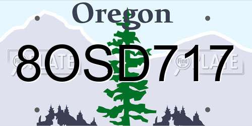 8OSD717 Oregon License Plate