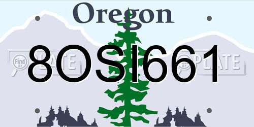 8OSI661 Oregon License Plate