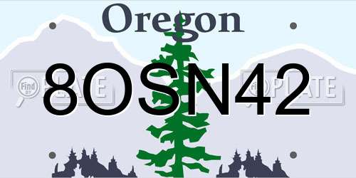 8OSN42 Oregon License Plate