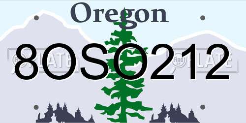 8OSO212 Oregon License Plate