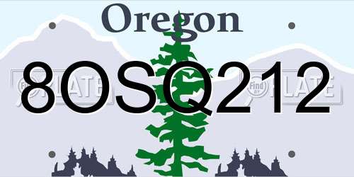 8OSQ212 Oregon License Plate