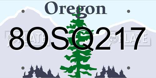 8OSQ217 Oregon License Plate