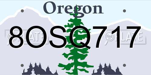 8OSQ717 Oregon License Plate