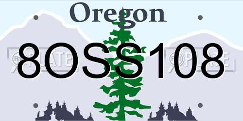 8OSS108 Oregon License Plate