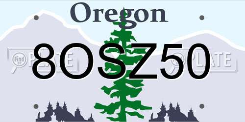 8OSZ50 Oregon License Plate