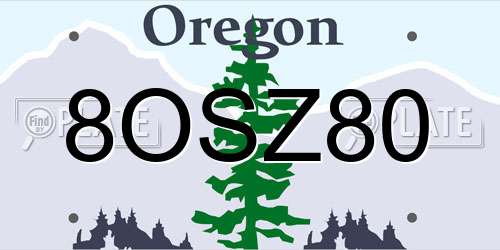 8OSZ80 Oregon License Plate