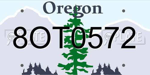 8OT0572 Oregon License Plate