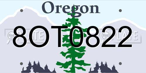 8OT0822 Oregon License Plate