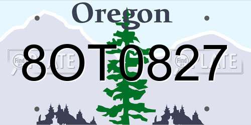 8OT0827 Oregon License Plate
