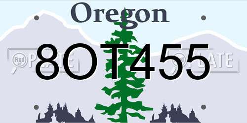 8OT455 Oregon License Plate