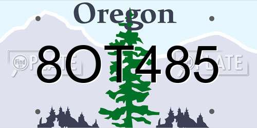 8OT485 Oregon License Plate
