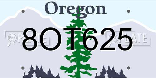 8OT625 Oregon License Plate