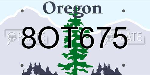 8OT675 Oregon License Plate