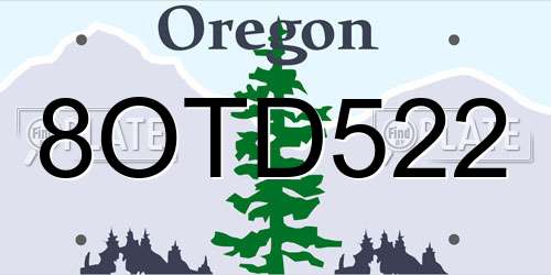8OTD522 Oregon License Plate