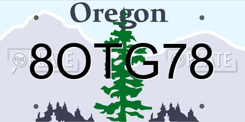 8OTG78 Oregon License Plate