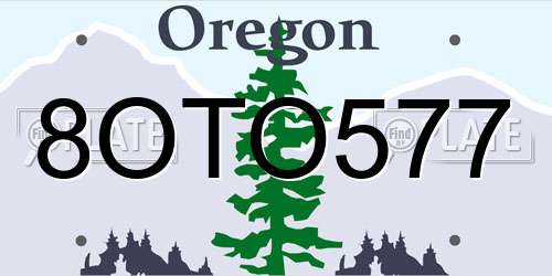 8OTO577 Oregon License Plate