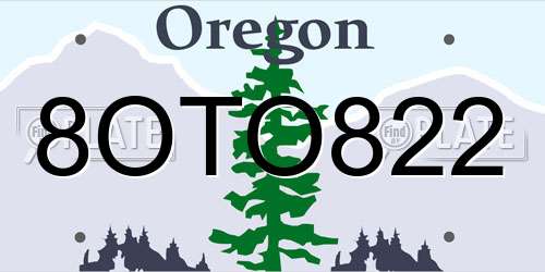 8OTO822 Oregon License Plate