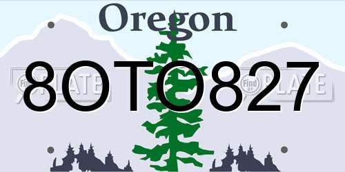 8OTO827 Oregon License Plate