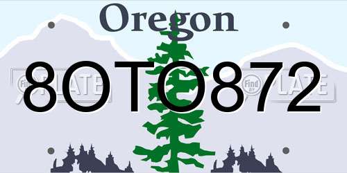 8OTO872 Oregon License Plate