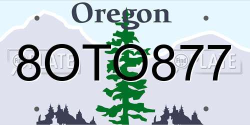8OTO877 Oregon License Plate