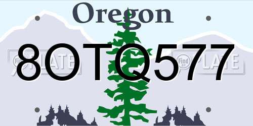 8OTQ577 Oregon License Plate