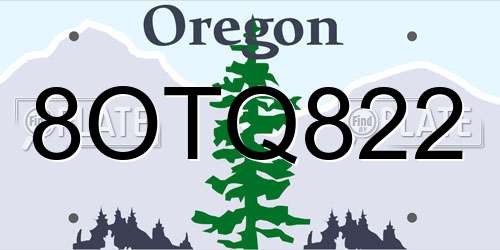8OTQ822 Oregon License Plate