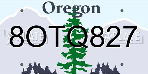 8OTQ827 Oregon License Plate