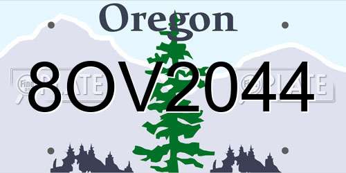 8OV2044 Oregon License Plate
