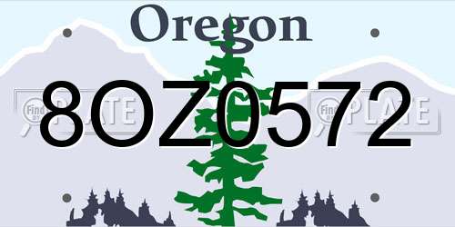 8OZ0572 Oregon License Plate