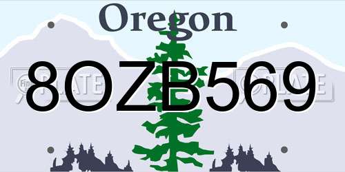 8OZB569 Oregon License Plate