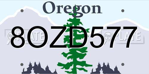 8OZD577 Oregon License Plate