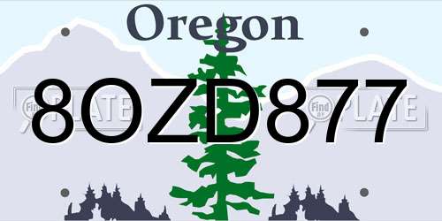 8OZD877 Oregon License Plate