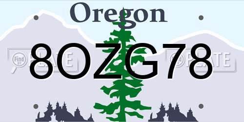 8OZG78 Oregon License Plate