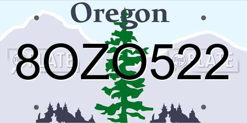 8OZO522 Oregon License Plate