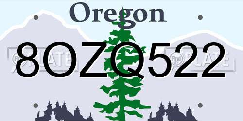 8OZQ522 Oregon License Plate