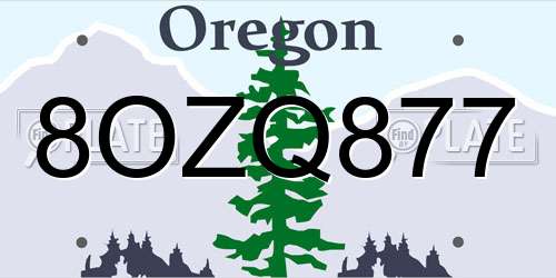 8OZQ877 Oregon License Plate