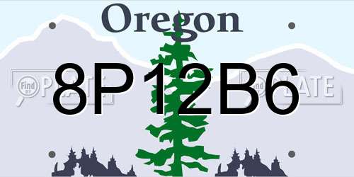 8P12B6 Oregon License Plate