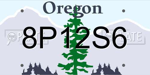 8P12S6 Oregon License Plate
