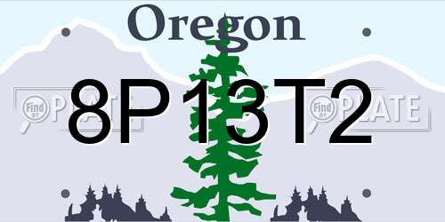 8P13T2 Oregon License Plate