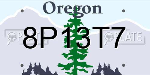 8P13T7 Oregon License Plate