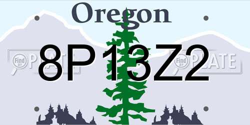 8P13Z2 Oregon License Plate
