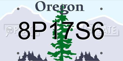8P17S6 Oregon License Plate